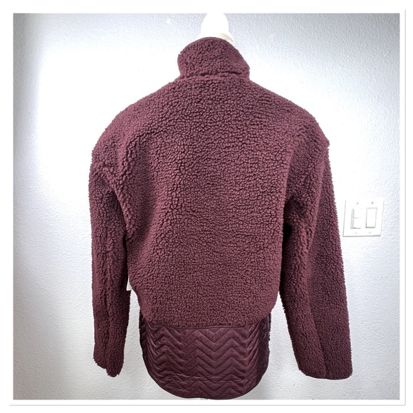 Athleta Sherpa Snap Sweatshirt Women’s Burgundy Pullover Size XS NWT - Picture 4 of 7